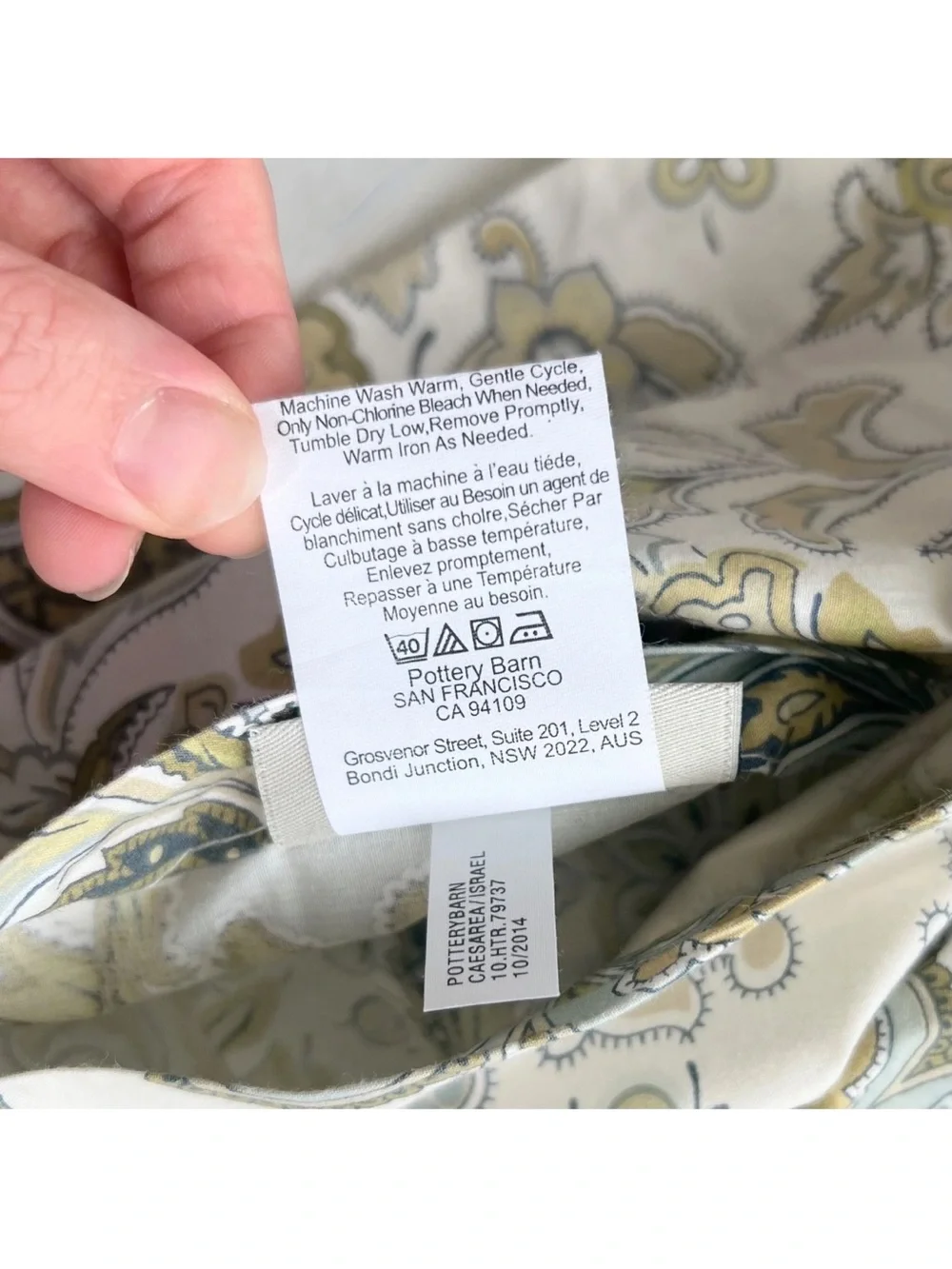 Pottery Barn Paisley Pillowcases in Sage, Blue, and Cream